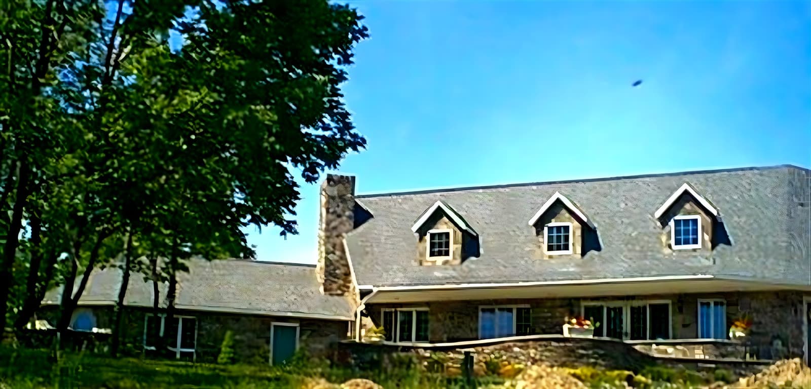 Stone foundation on Chemung house