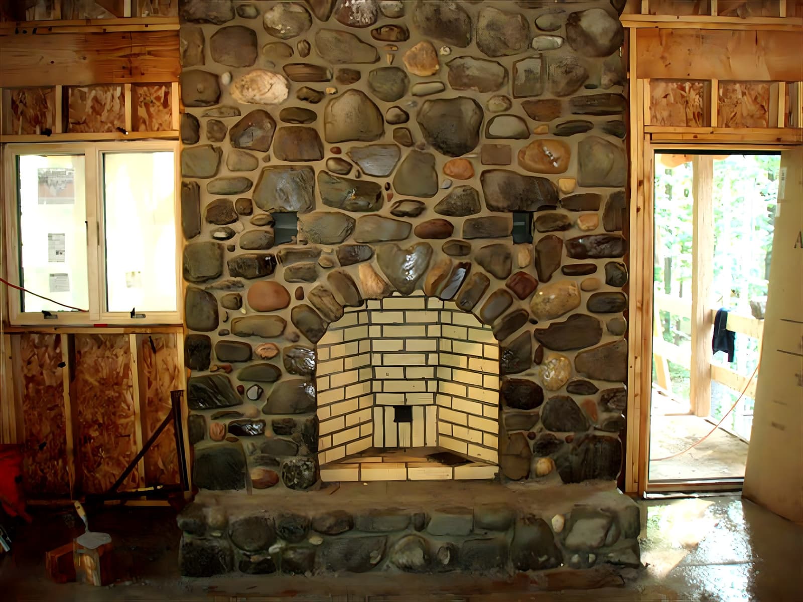 Field stone wall construction