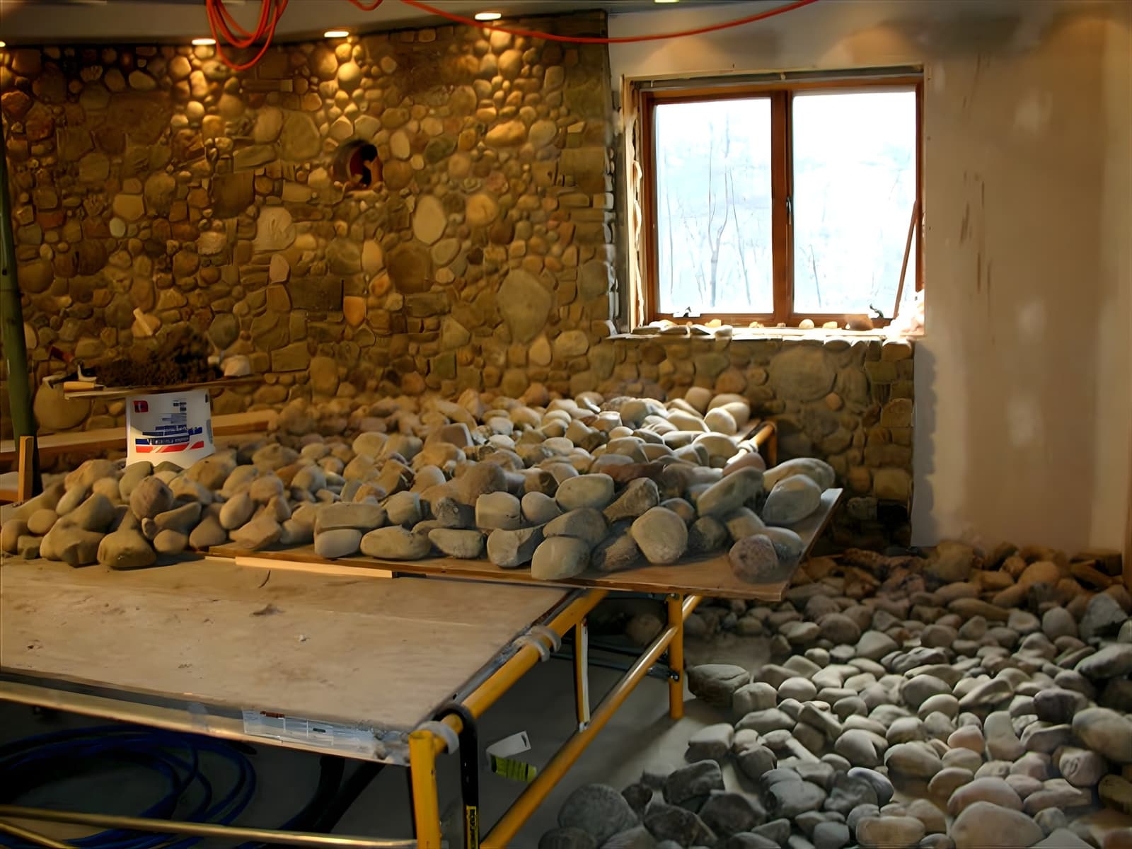 Field stone wall construction